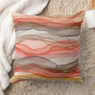 Gold Accented Fluid Art - Sienna Marble (5) Cushion