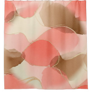 Gold Accented Fluid Art - Sienna Marble (6) Shower Curtain