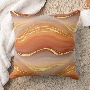 Gold Accented Fluid Art - Sienna Marble (9) Cushion