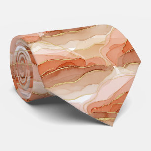 Gold Accented Fluid Art - Sienna Marble Tie