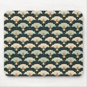 Gold Accented Japanese-inspired Fan Mouse Pad