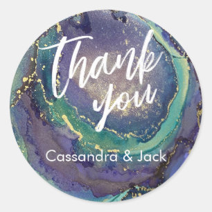 Gold Accented Liquid Abstract Art Casual Hand Classic Round Sticker