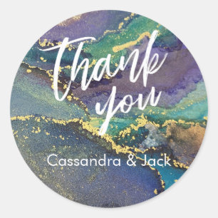 Gold Accented Liquid Abstract Art Casual Hand Classic Round Sticker