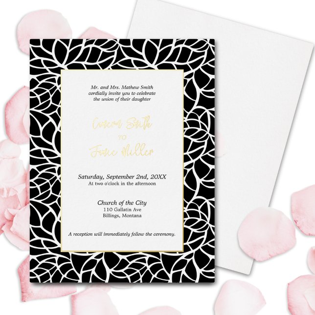 Gold Accents Botanical Wedding Invitation Card (Gold Accents Botanical Wedding Invitation Card)