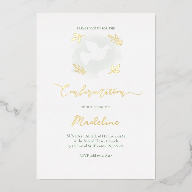 gold accents Confirmation (Front)