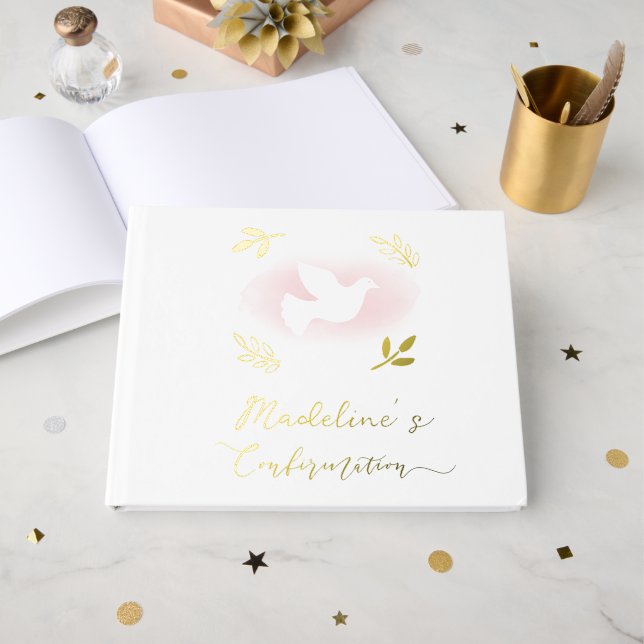gold accents Confirmation Guest Book (Front Open)