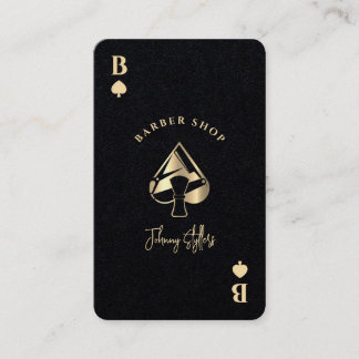 Gold ace of spades barber shop business card