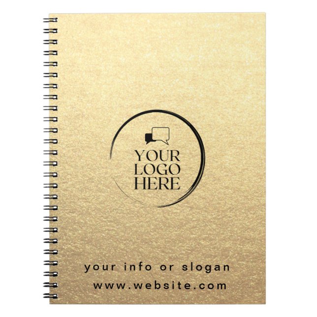 Gold add your logo custom chic metallic  notebook (Front)