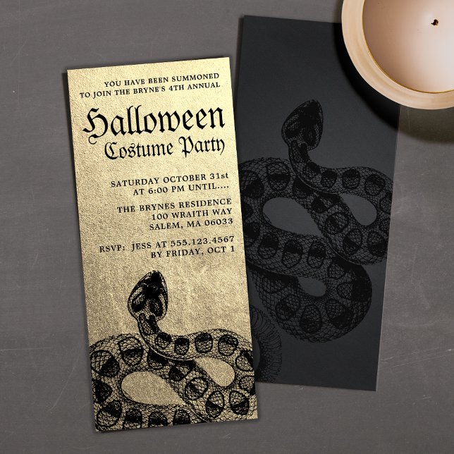 Gold Adult Halloween Party Serpent Invitation (Creator Uploaded)