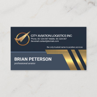 Gold Aeroplane Runway Lines Aviation Logistics Business Card