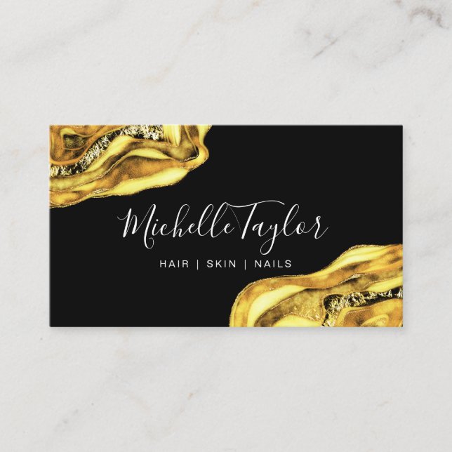 Gold Agate Modern Elegant Luxury Business Card (Front)