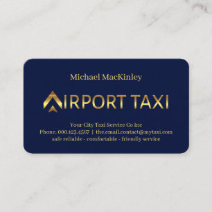 Gold Airplane Airport Taxi Service Business Card