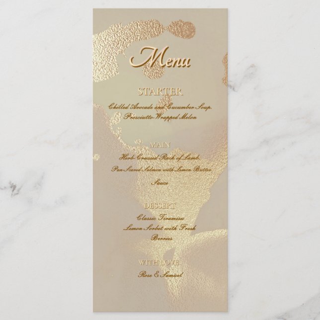 Gold Alcohol Ink Elegant Flat Menu (Front)