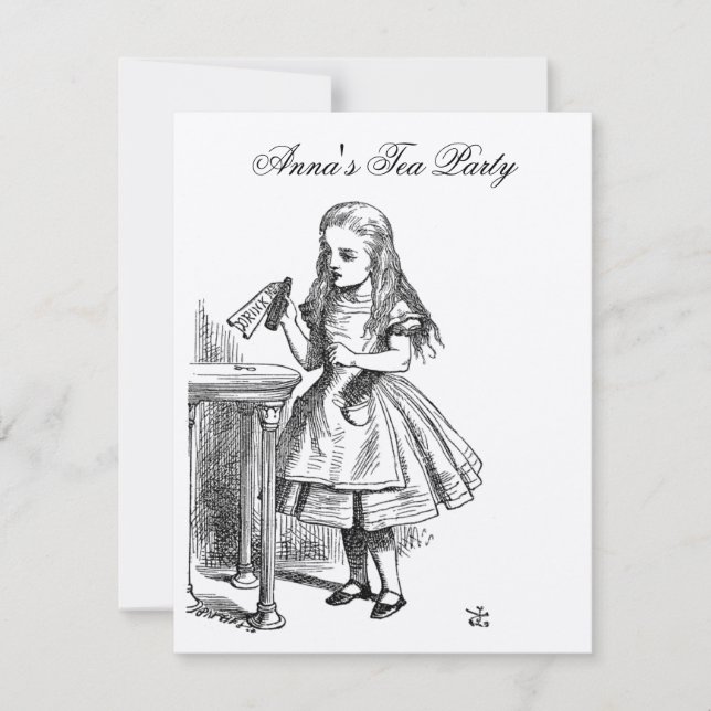 GOLD Alice in Wonderland Tea Party Birthday Invitation (Front)