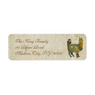 Gold Alpaca & Teal Owl Address Label