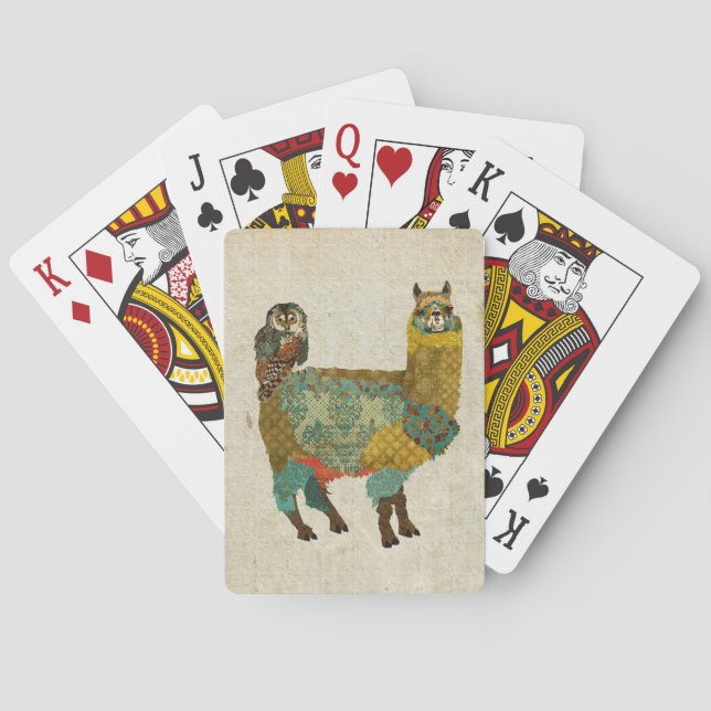 Gold Alpaca & Teal Owl Card Deck (Back)