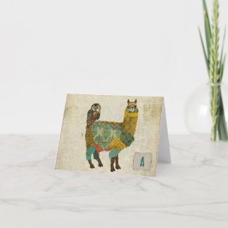 Gold Alpaca & Teal Owl Notecard