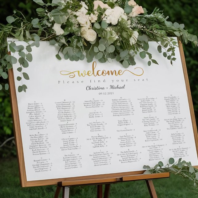 Gold Alphabetical Welcome Wedding Seating Chart (Creator Uploaded)