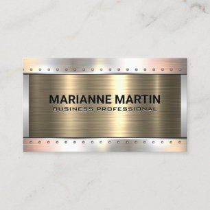 Gold Aluminium Silver Brushed Metals Rivets Business Card