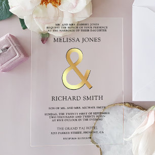 Gold Ampersand Wedding Acrylic Invitations