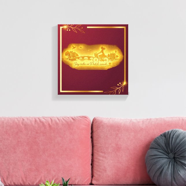 Gold Amsterdam Arched Bridges Charm Canvas Print (Insitu(LivingRoom))