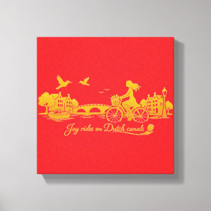 Gold Amsterdam Arched Bridges Charm Canvas Print