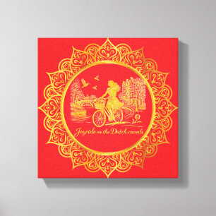 Gold Amsterdam Arched Bridges Charm Canvas Print