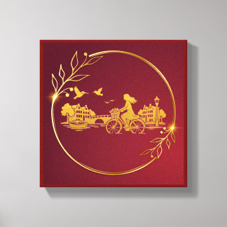 Gold Amsterdam Arched Bridges Charm Canvas Print