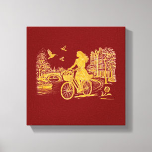 Gold Amsterdam Arched Bridges Charm Canvas Print