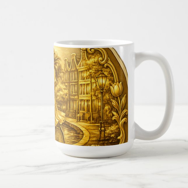 Gold Amsterdam Arched Bridges Charm Coffee Mug (Right)