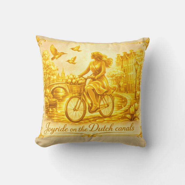 Gold Amsterdam Arched Bridges Charm Cushion (Front)
