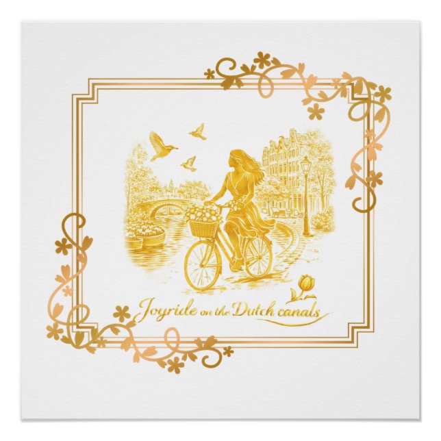 Gold Amsterdam Arched Bridges Charm Poster (Front)