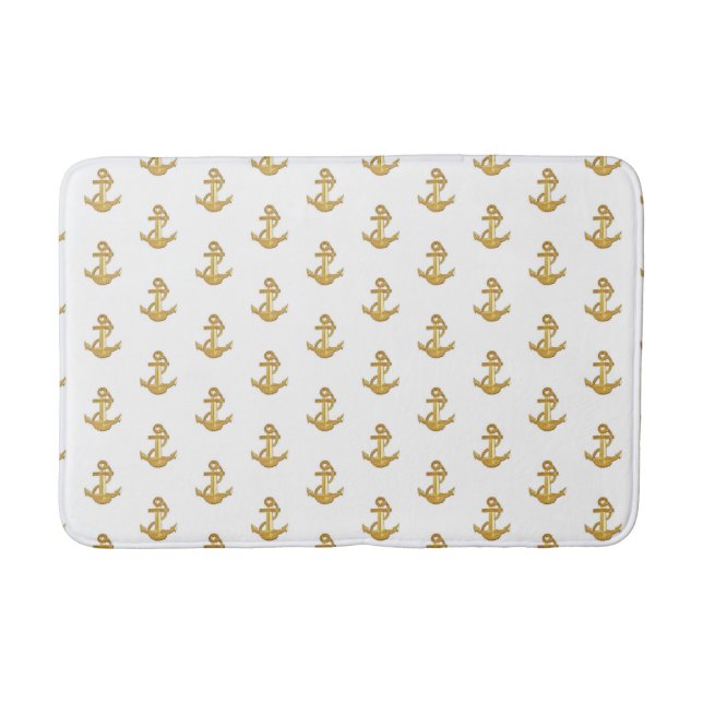 Gold Anchor Bathroom Bath Mat (Front)