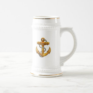 Gold Anchor Beer Stein