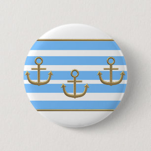 gold anchor blue white background 6 cm round badge