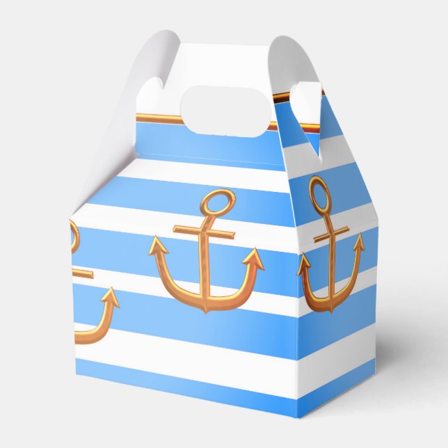 gold anchor blue white background favour box (Front Side)