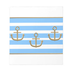 gold anchor blue white background notepad