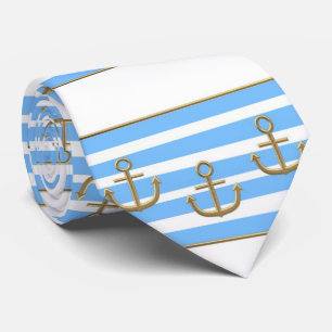 gold anchor blue white background tie