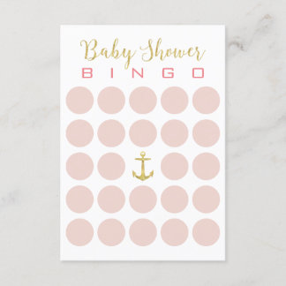 Gold Anchor Cute 5x5 Baby Shower Bingo Invitation