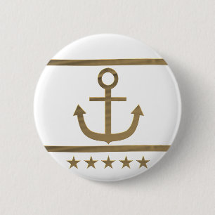 gold anchor happiness symbol 6 cm round badge