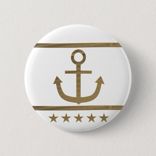 gold anchor happiness symbol 6 cm round badge (Front)