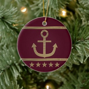 gold anchor happiness symbol ceramic ornament