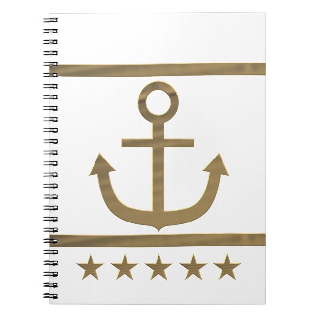 gold anchor happiness symbol spiral notebook (Front)