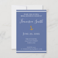 Gold Anchor Nautical Coastal Blue Bridal Shower
