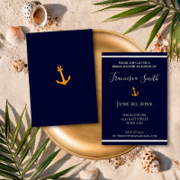 Gold Anchor Nautical Navy Blue Bridal Shower