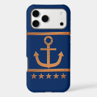 gold anchor on navy blue background
