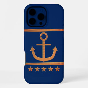 gold anchor on navy blue background iPhone 16 pro max case