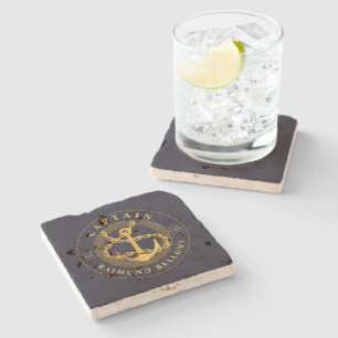 Gold Anchor Stone Coaster