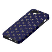 Gold Anchors Navy Blue Background Pattern Case-Mate iPhone Case (Bottom)