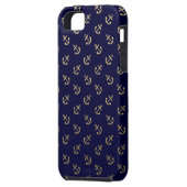 Gold Anchors Navy Blue Background Pattern Case-Mate iPhone Case (Back Left)